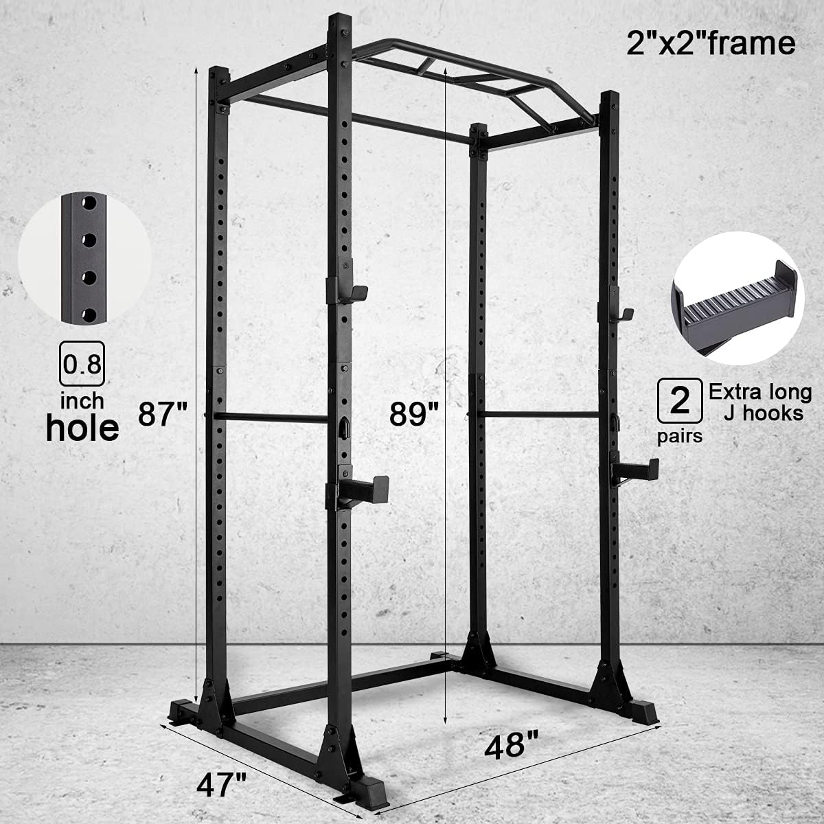 1200lb Capacity Power Rack with 2 Extra J-Hooks B8885