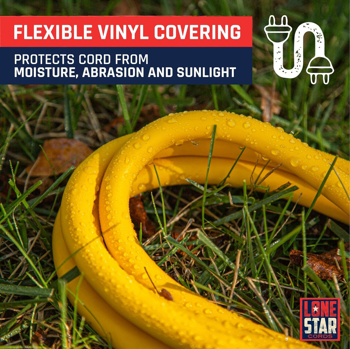 100 Foot 12/3 SJTW Lighted Extension Cord Yellow 3 Prong Grounded Plug 12 Gauge W3838