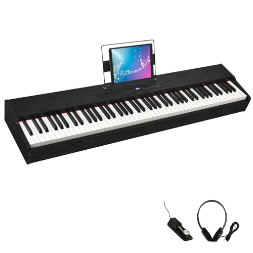88 Key Weighted Keyboard with Hammer Action, 2x30W Speakers, Adjustable Stand, Carrying Case, Sustain Pedal, Headphone, Black X304889
