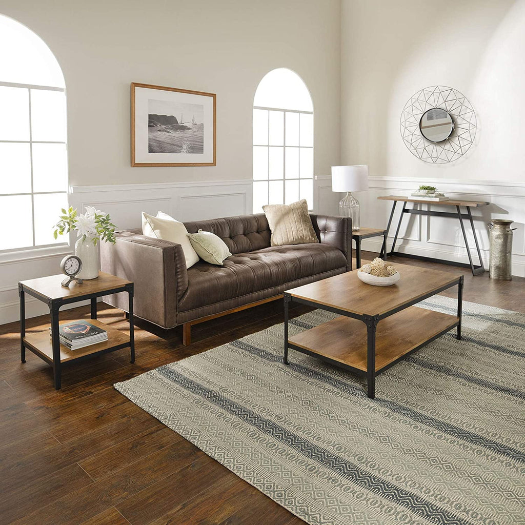 Barnwood Angle Iron and Wood Coffee Table 46 Inch I946876