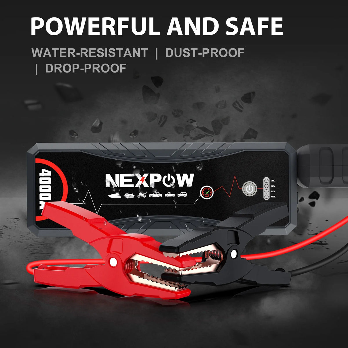 4000A Peak 24000mAh 12V Portable Jump Starter with LED Light B382534