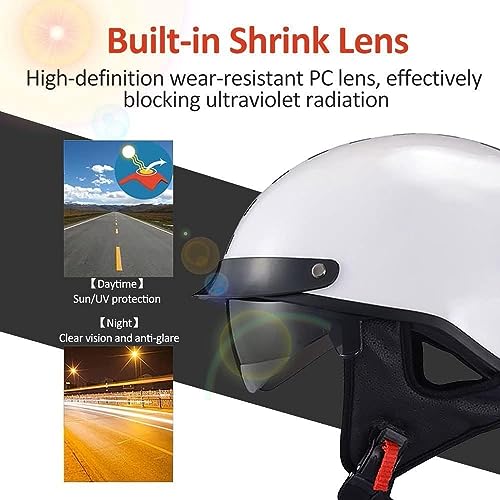 Retro Half Helmets Open Face Sun Visor Quick Release Buckle Adjustable DOT Approved X300137