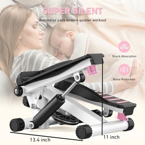 Mini Stepper with Resistance Bands, Hydraulic Fitness Stepper with LCD Monitor R88149