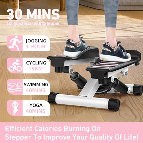 Mini Stepper with Resistance Bands, Hydraulic Fitness Stepper with LCD Monitor R88149