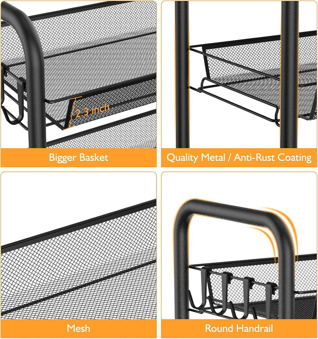 3-Tier Rolling Utility Cart with Storage Bag L69730