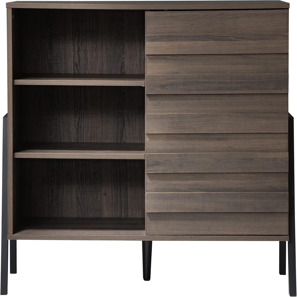 Mid Century Storage Cabinet with Door, 35 Inch, Dark Brown T620