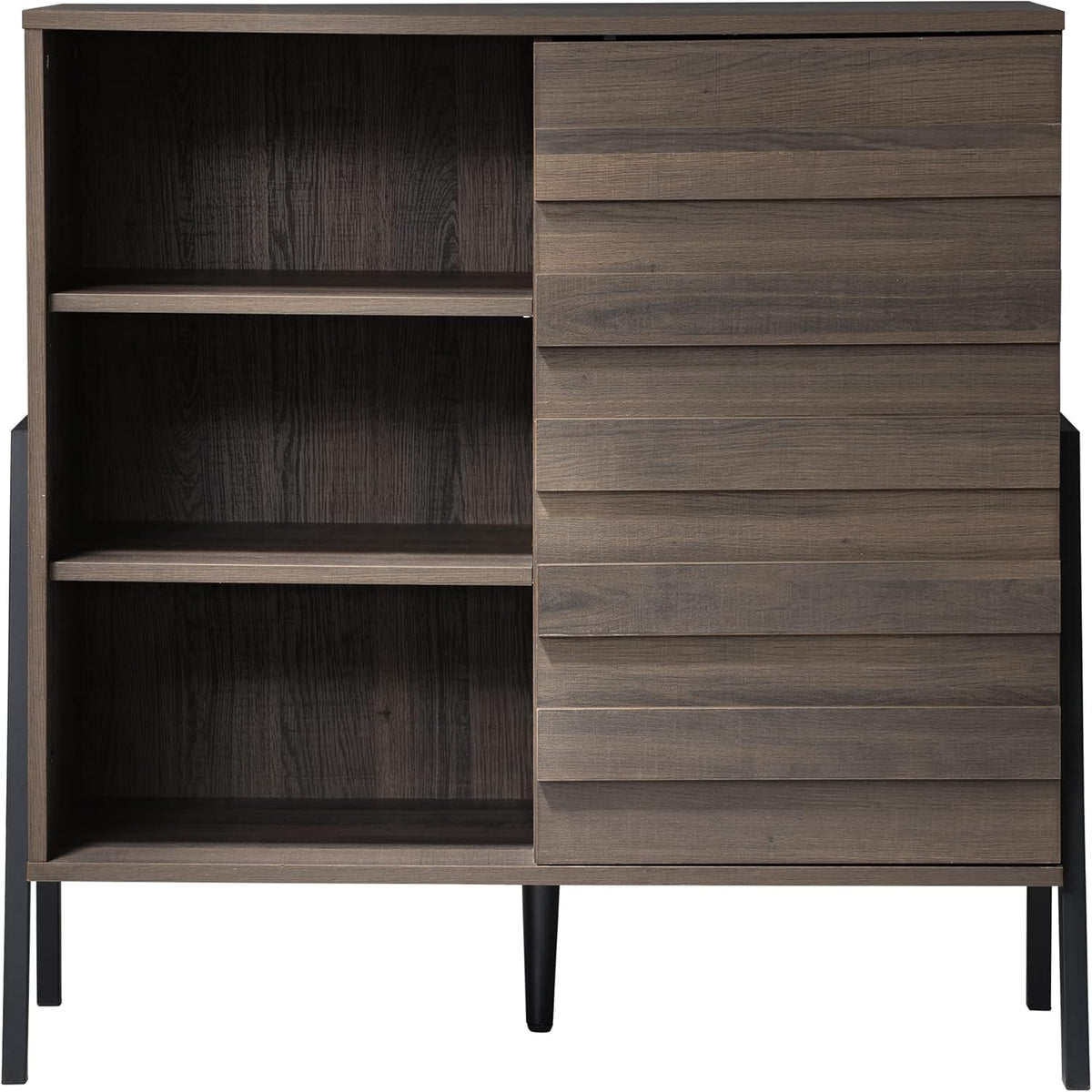 Mid Century Storage Cabinet with Door, 35 Inch, Dark Brown T620