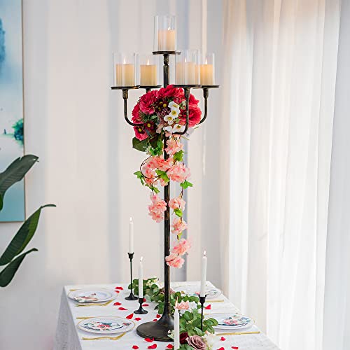 Black 5-arm 48inch Tall Metal Candle Holders E189