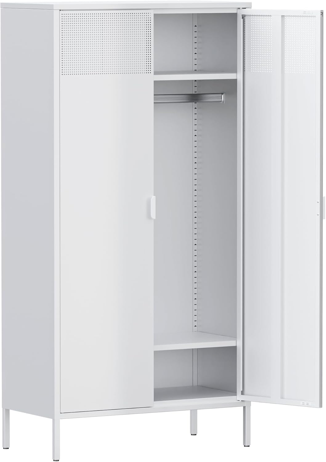 Metal Storage Cabinet with Adjustable Shelf & Removable Hanging Rods Y36975