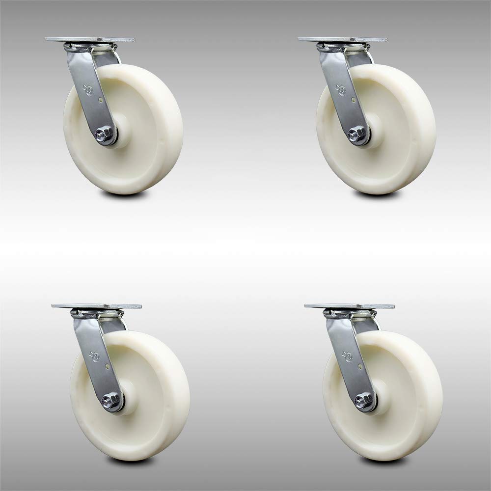 Stainless Steel Swivel Top Plate Caster with 5 x 2 White Wheel X372