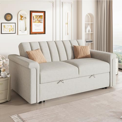Gray Convertible Sofa Bed with Adjustable Backrest H5912