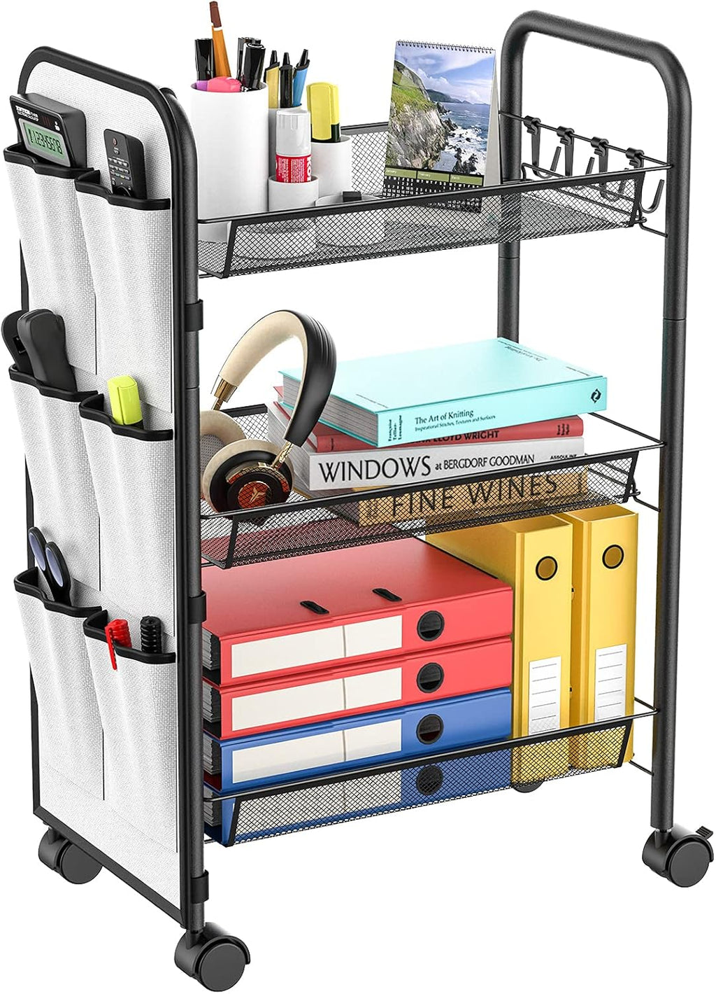 3-Tier Rolling Utility Cart with Storage Bag L69730