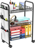 3-Tier Rolling Utility Cart with Storage Bag L69730
