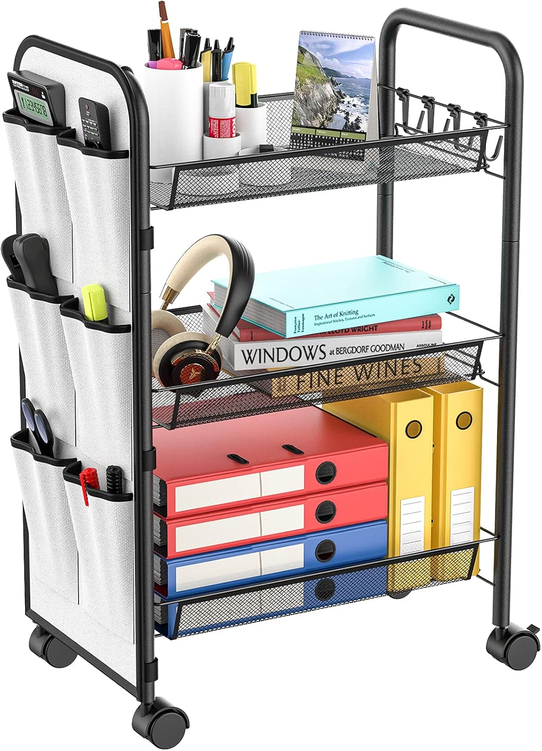 3-Tier Rolling Utility Cart with Storage Bag L69730