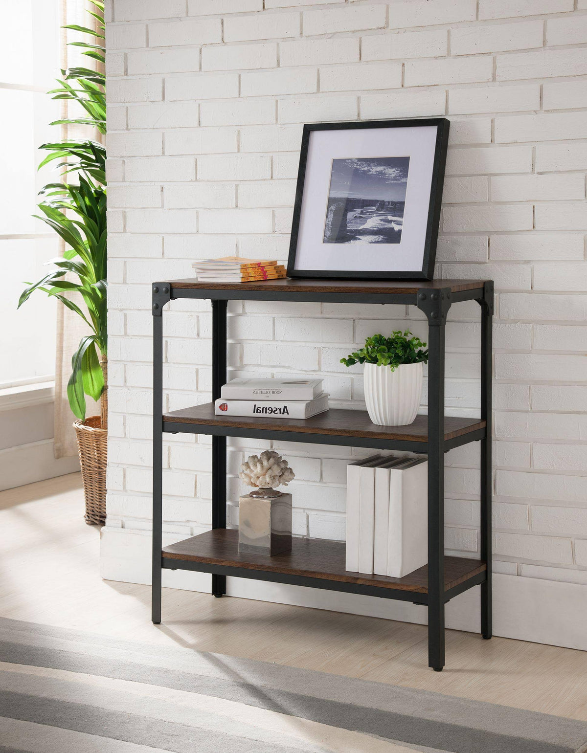 Antique Walnut 2 Tier Shelf Bookcase G89198