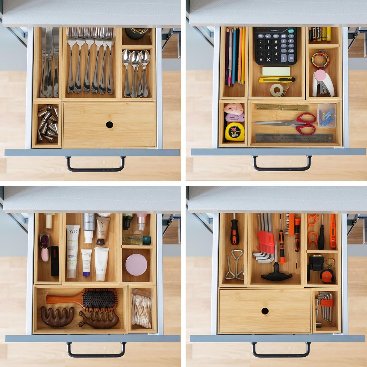 5 Pcs Bamboo Drawer Organizer Set X794068