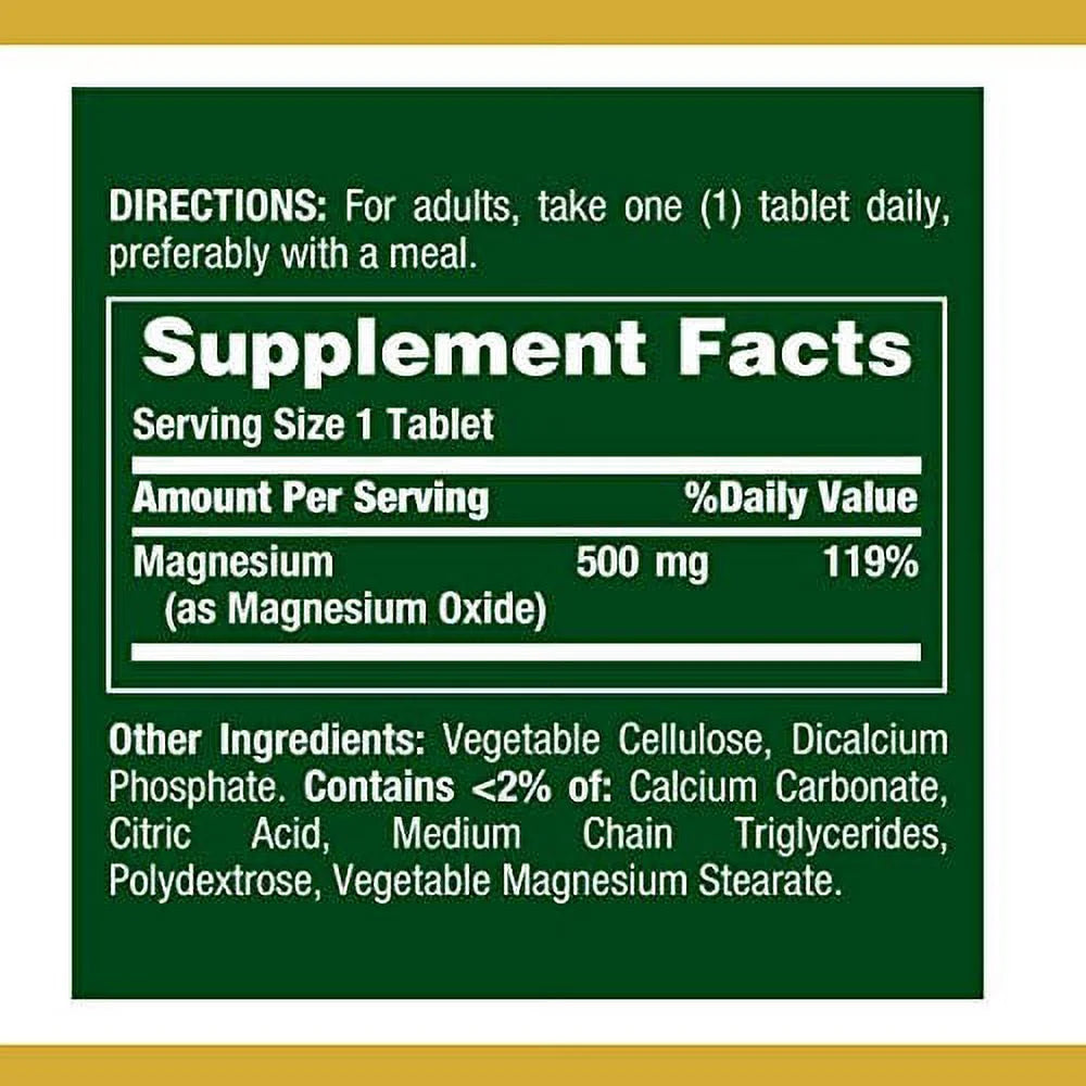 400 Count Magnesium 500mg Tablets R668