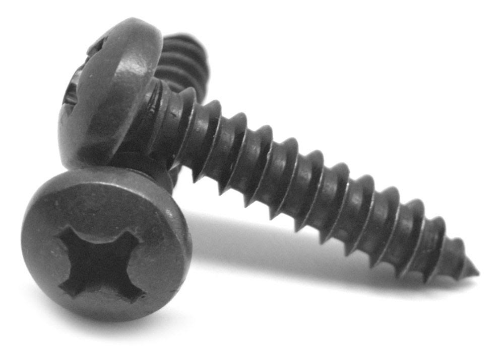 #8-15 x 3/4 Phillips Pan Head Sheet Metal Screw Black Zinc Plated Z46523