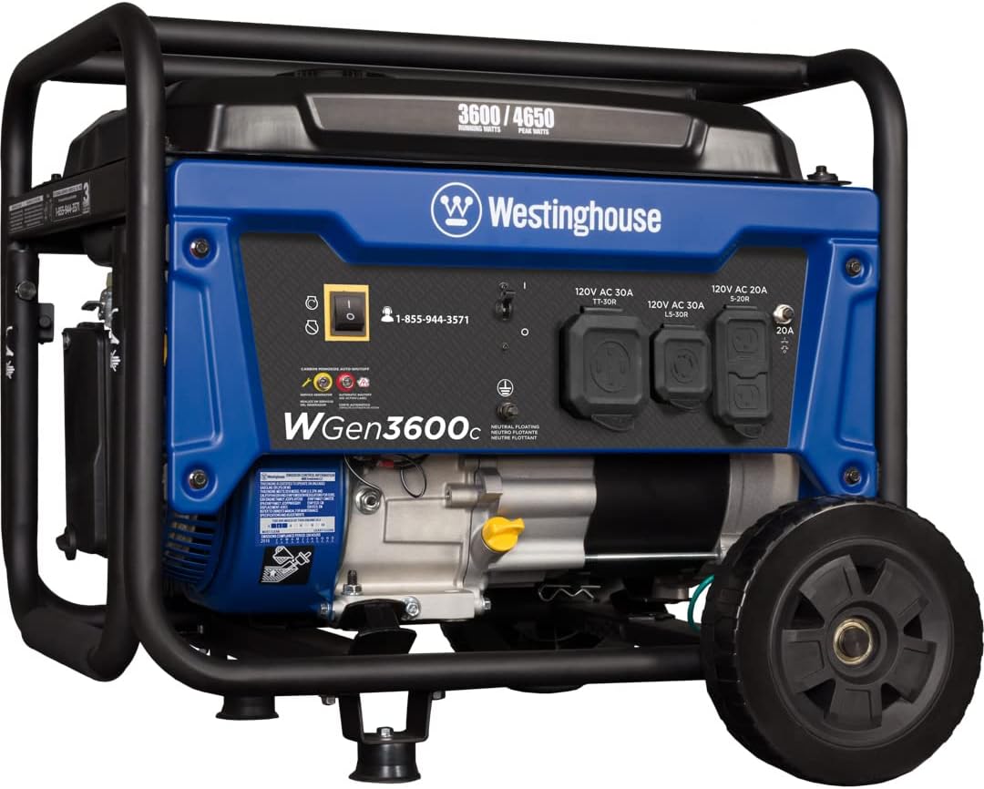 Portable Gas Powered Generator 3600 Rated 4650 Peak Watts J573217