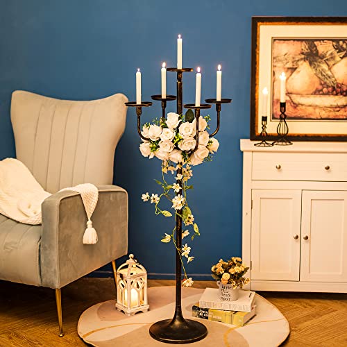 Black 5-arm 48inch Tall Metal Candle Holders E189