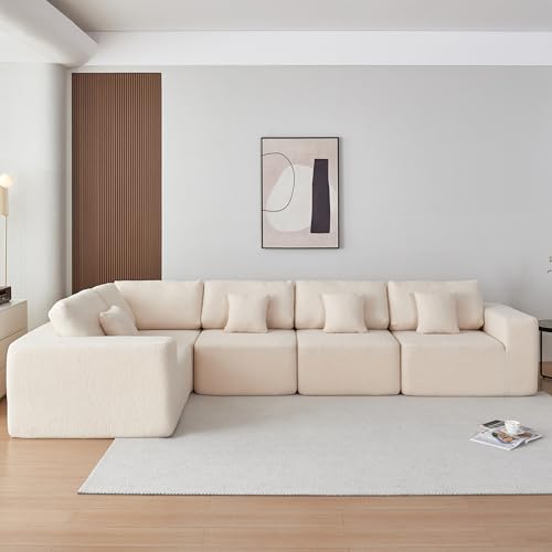 Oversized Modular Sectional Sofa Set, Gray Sherpa Fabric V1568