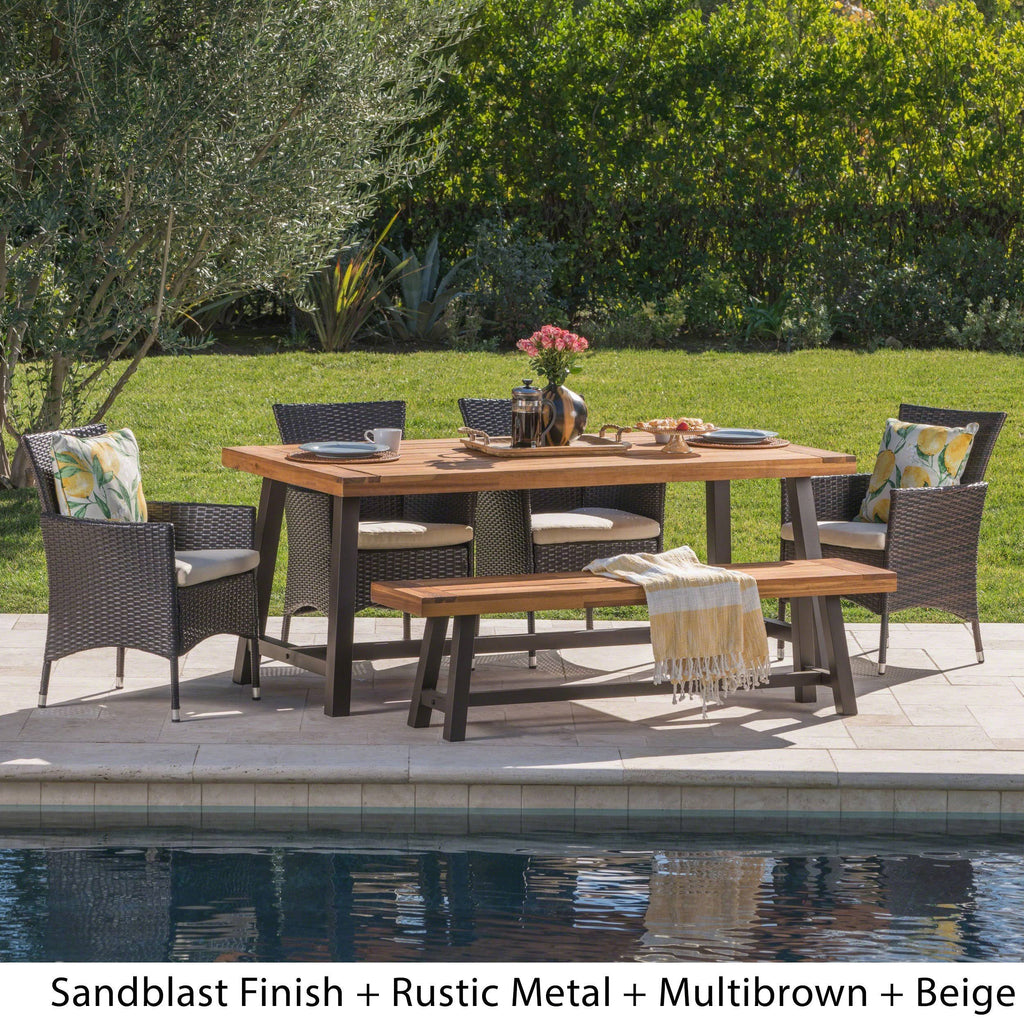 6 Piece Acacia Wood Dining Set Q1315