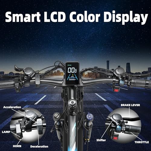26 Inch Fat Tire Electric Mountain Bike 4000W Peak 48V 23Ah 21 Speed L9168