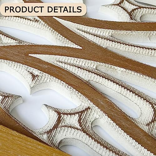 Carved Wood Wall Art Decor, Floral Design Panel, 33.1 x 14.6 inches (2 Panels) J4988