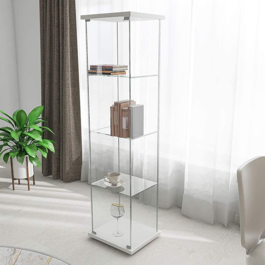 4-Shelf Glass Display Cabinet with Door Z8255
