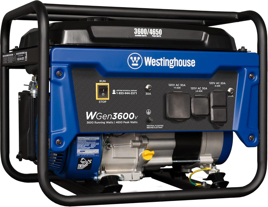 Portable Gas Powered Generator 3600 Rated 4650 Peak Watts J573217