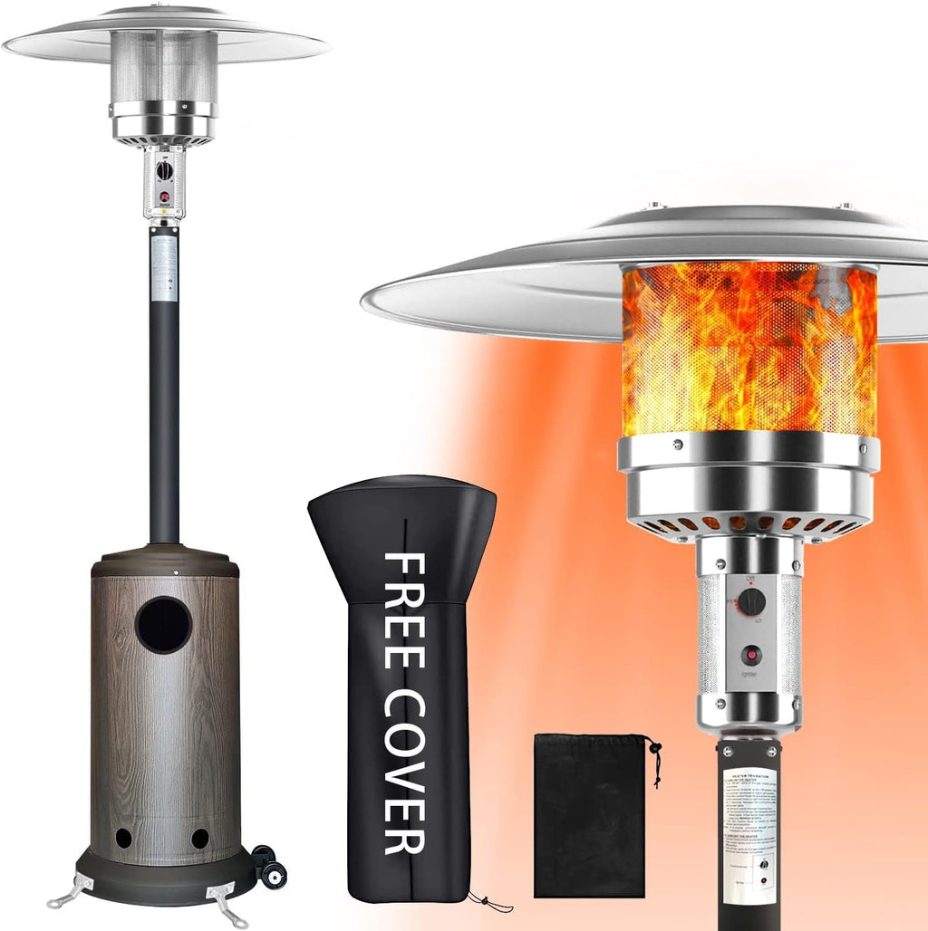 Propane Patio Heater with Cover, Stainless Steel, Bronze J1847