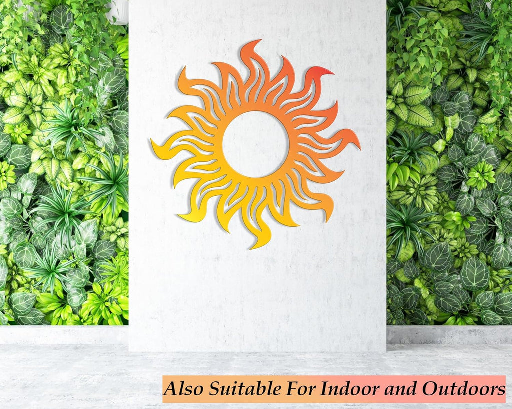 Large Bright Yellow Orange Metal Sunburst Wall Art G6318