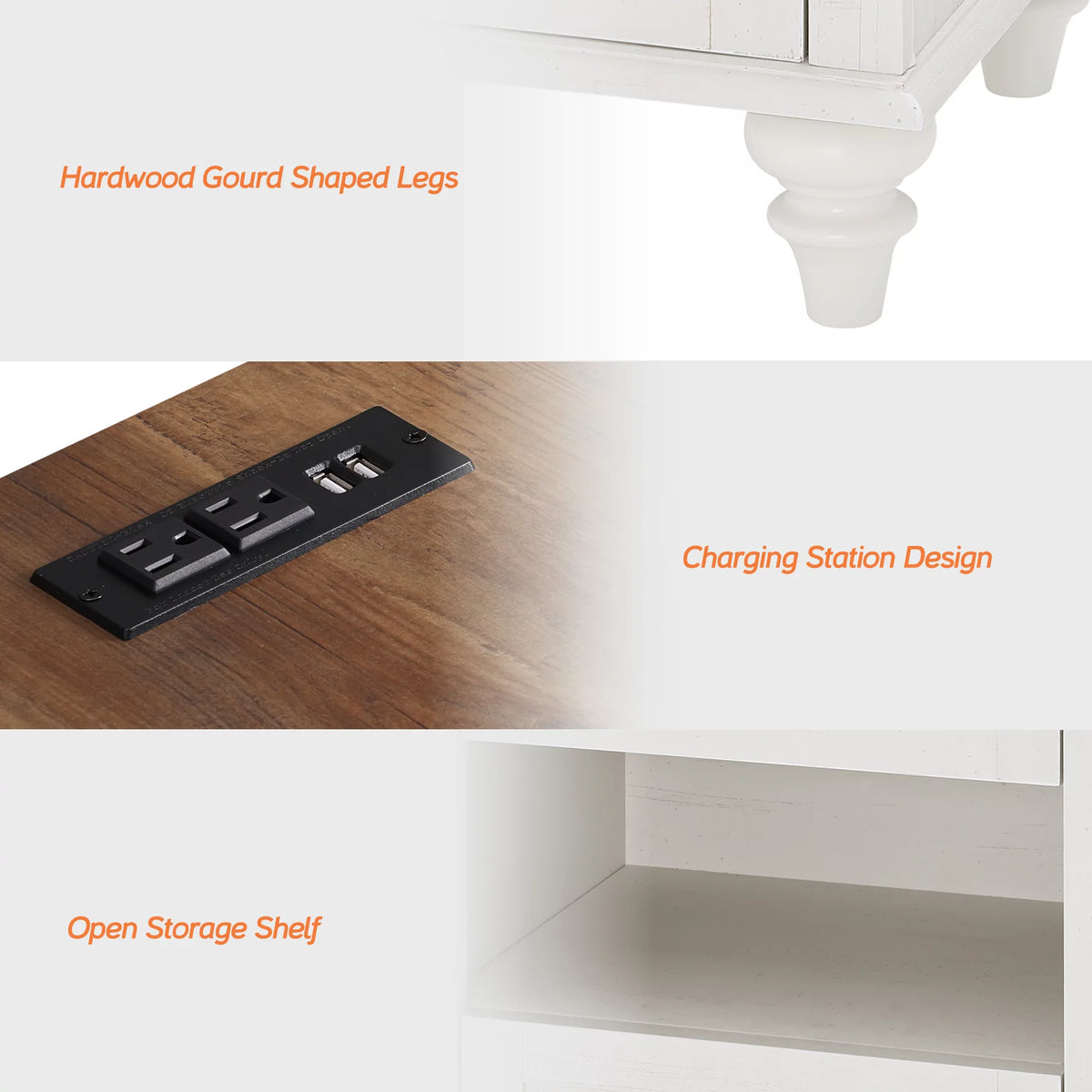 White Set of 2 Wooden Nightstand with 2 Drawers B92869