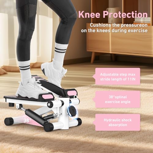Mini Stepper with Resistance Bands, Hydraulic Fitness Stepper with LCD Monitor R88149