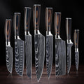 8-piece Japanese Kitchen Knife Set with Damascus Pattern G209