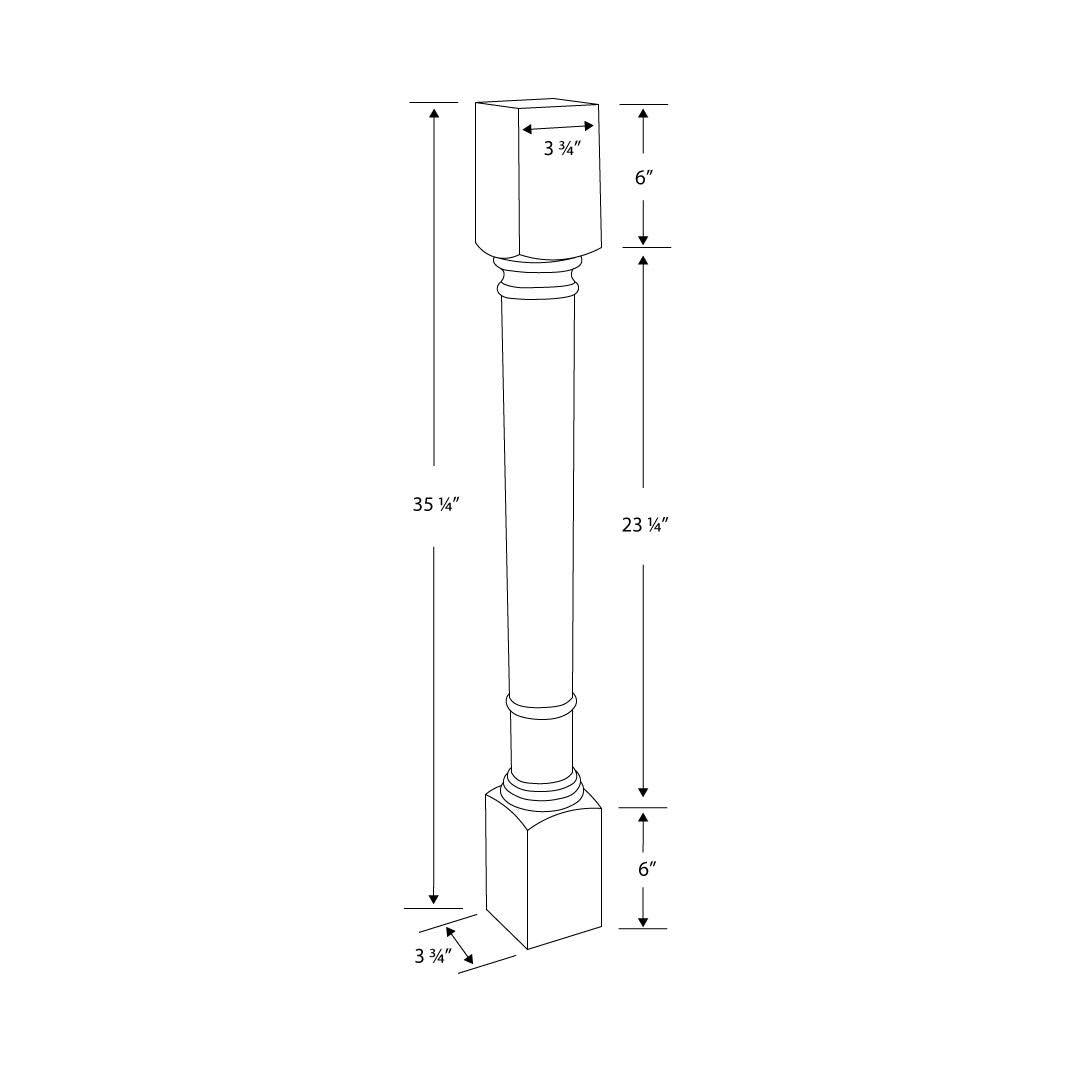 Unfinished Solid Red Oak Kitchen Island Leg T722