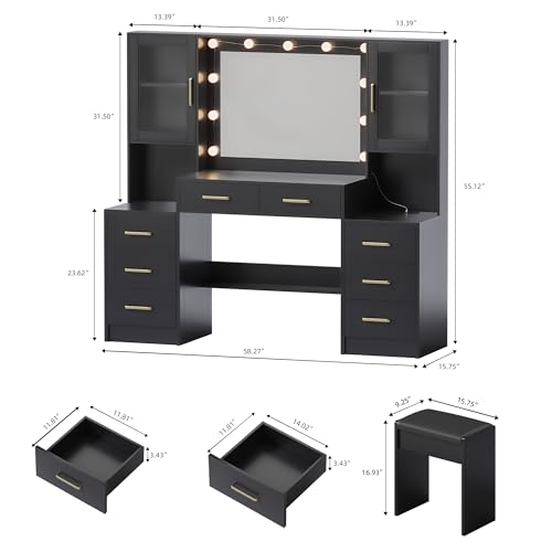 White Vanity Table with Drawer Dresser, 5 Drawers B88158