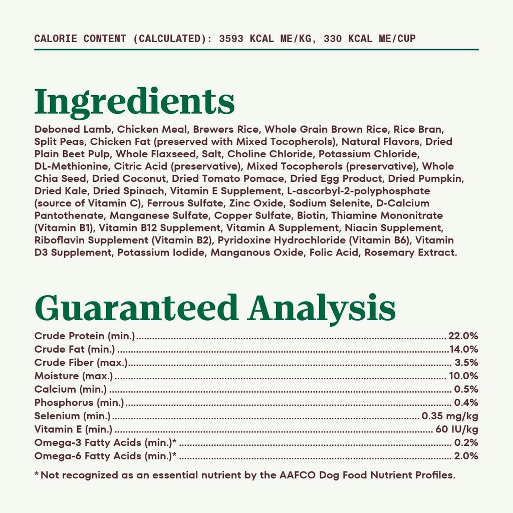 12 lbs Lamb and Brown Rice Dry Dog Food L52334
