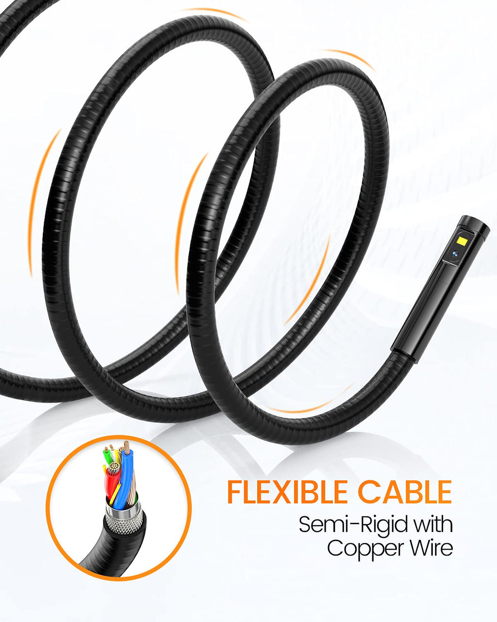 Dual Lens Inspection Camera with Light, 5 IPS Screen, 16.4ft Flexible Probe L982