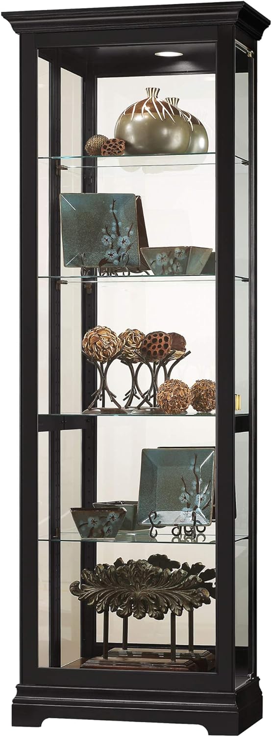 Black Satin Curio Cabinet with Four Glass Shelves X63125