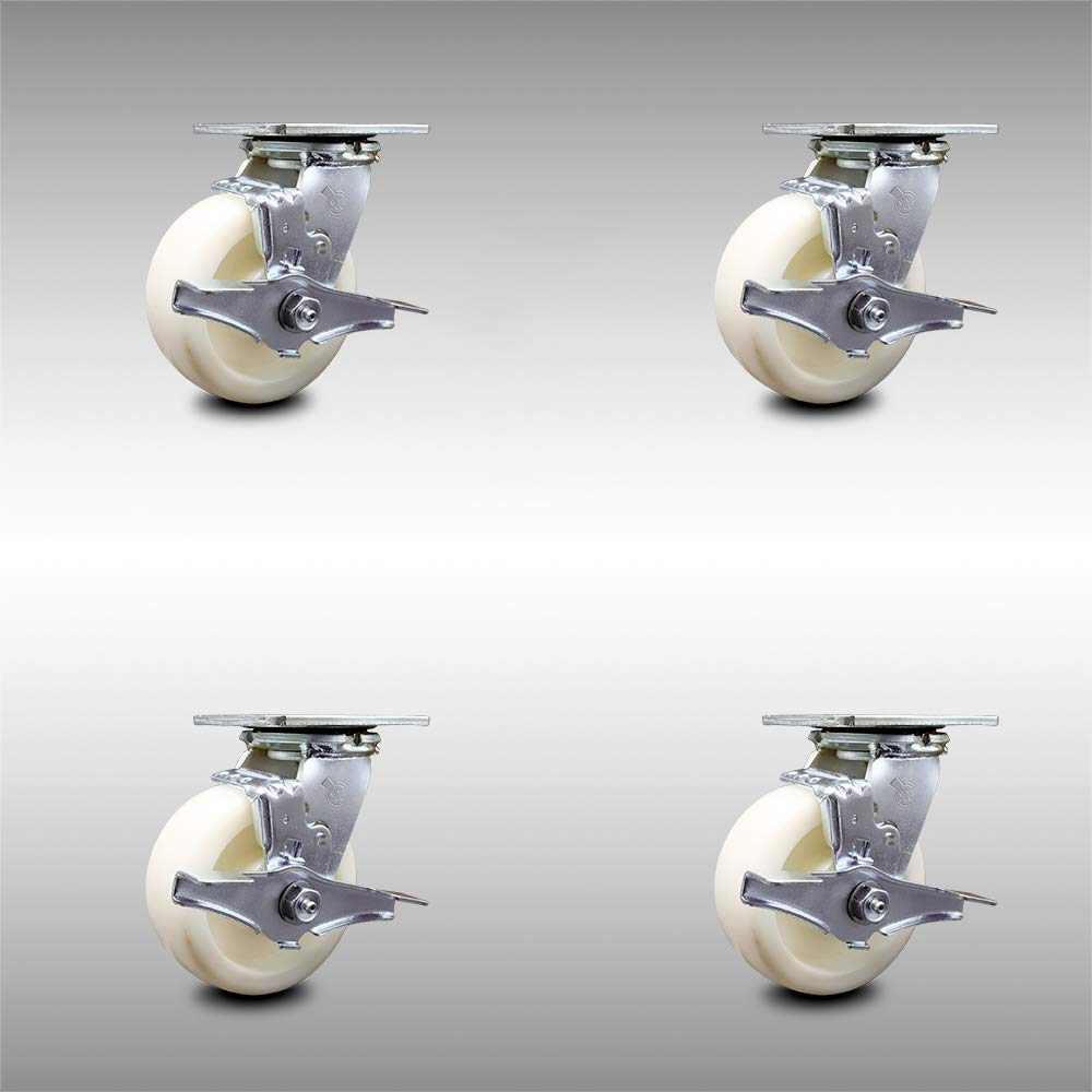 Stainless Steel Swivel Top Plate Caster with 5 x 2 White Wheel X372