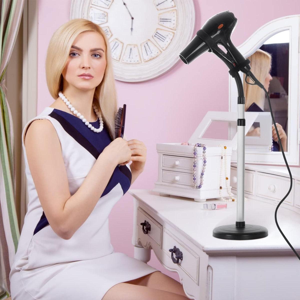 Adjustable Metal Hair Dryer Stand Holder F6158