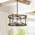 4-Light Wagon Wheel Chandelier Seeded Glass U76184