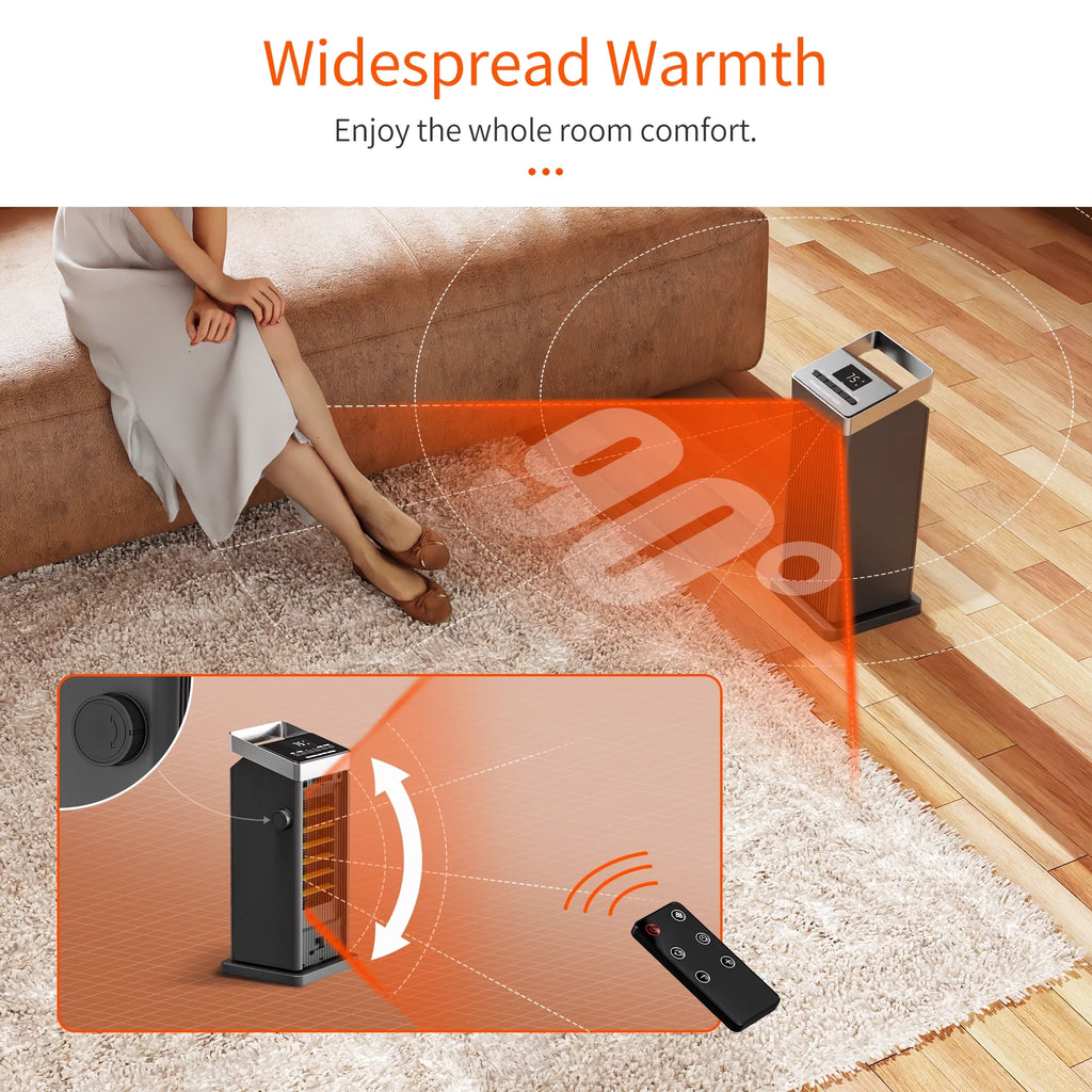 1500W Ceramic Heater with Thermostat and Remote Control U3448
