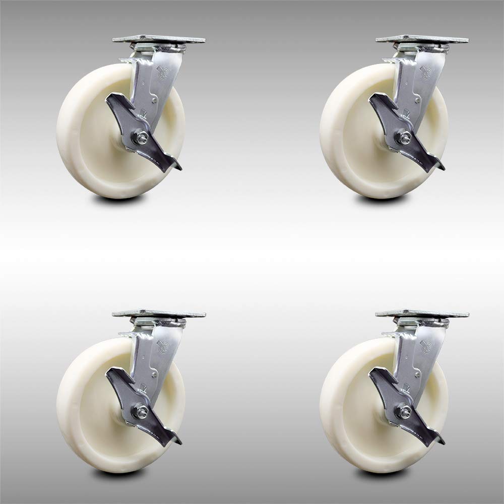 Stainless Steel Swivel Top Plate Caster with 5 x 2 White Wheel X372