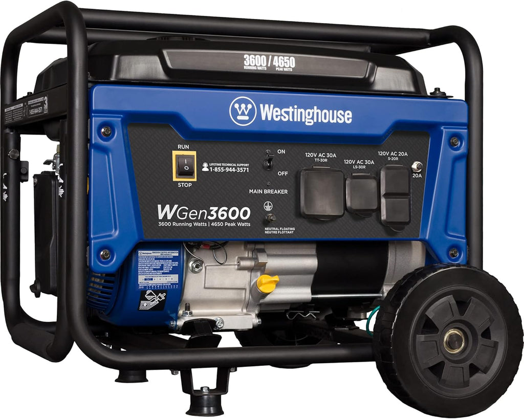 Portable Gas Powered Generator 3600 Rated 4650 Peak Watts J573217