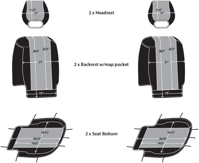 Custom Fit Neoprene Car Front Seat Covers Gray & Black E980
