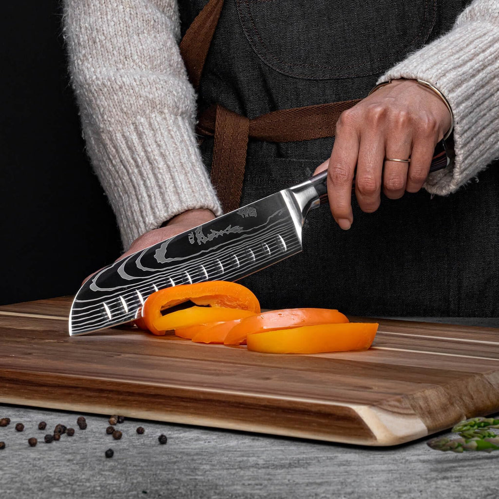 8-piece Japanese Kitchen Knife Set with Damascus Pattern G209