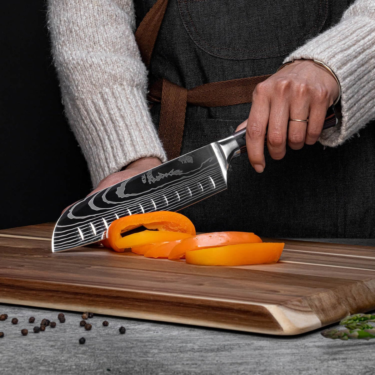 8-piece Japanese Kitchen Knife Set with Damascus Pattern G209