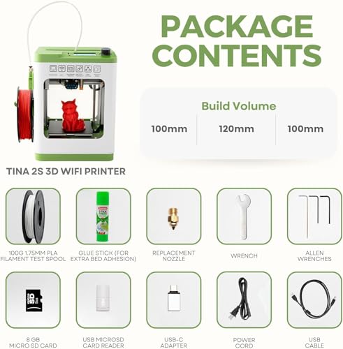 Mini 3D Printer with Auto Leveling, 10M PLA Filament, and SD Card O76467